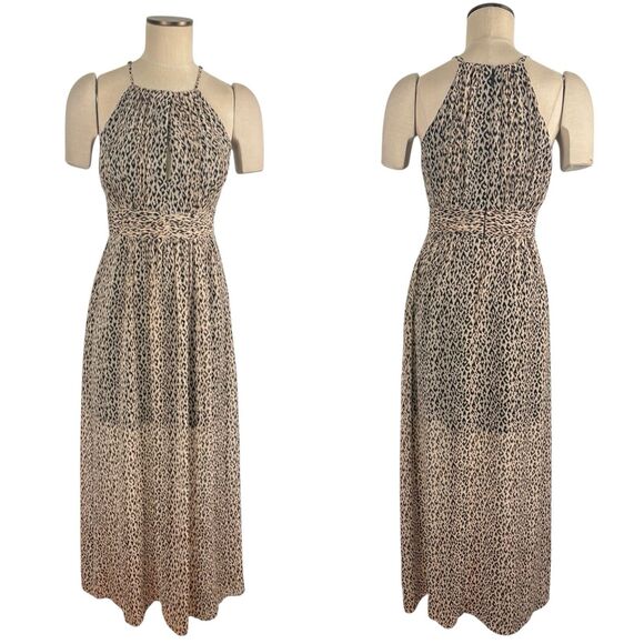 BCBG Maxi Dress Size 4 Sheer Lined Sleeveless Floor Length Animal Print $128 - Picture 2 of 6